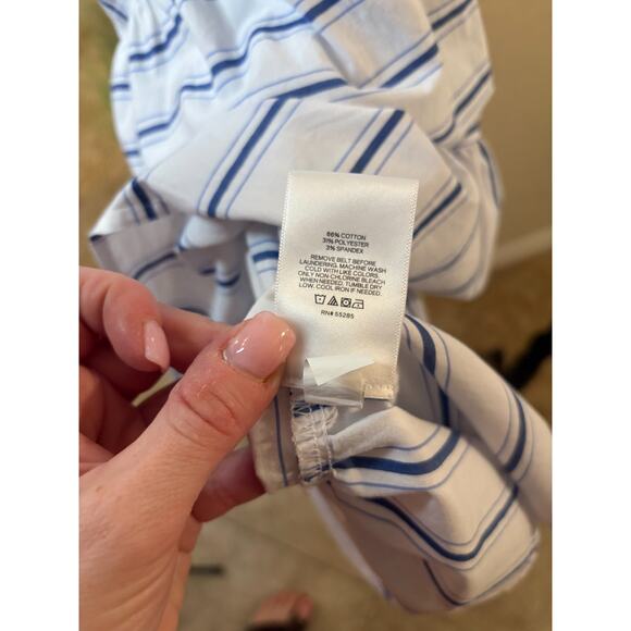 Express Women's White/Blue V-Neck Stripe Mini Dress Size M 6-10 - Picture 5 of 5